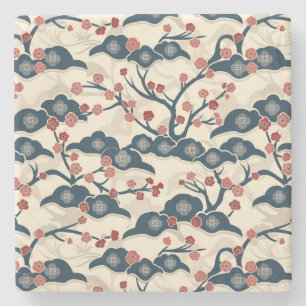 Elegantes Cherry Blossom Nahtloses Muster (2) Steinuntersetzer