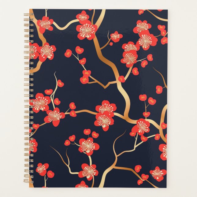 Elegantes Cherry Blossom Nahtloses Muster (3) Planer (Vorderseite)