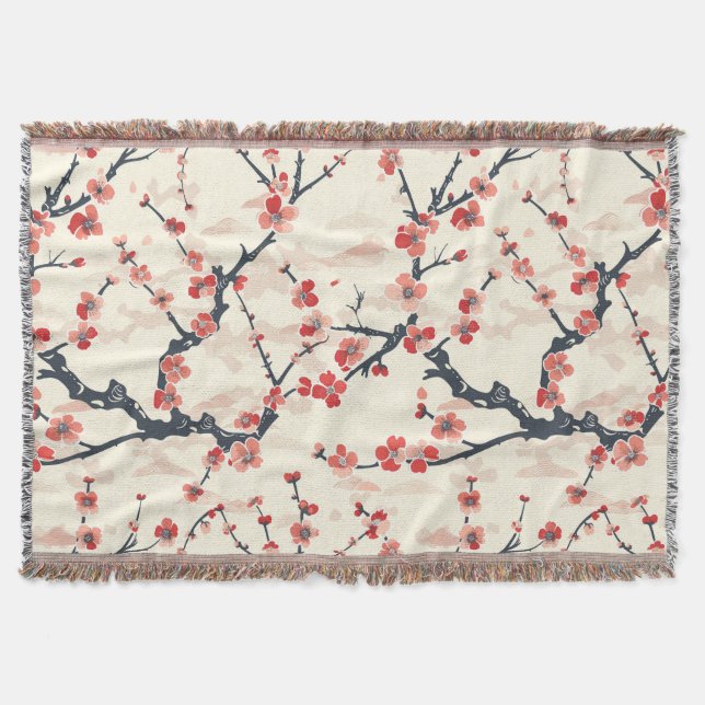 Elegantes Cherry Blossom Nahtloses Muster (5) Decke (Vorderseite)