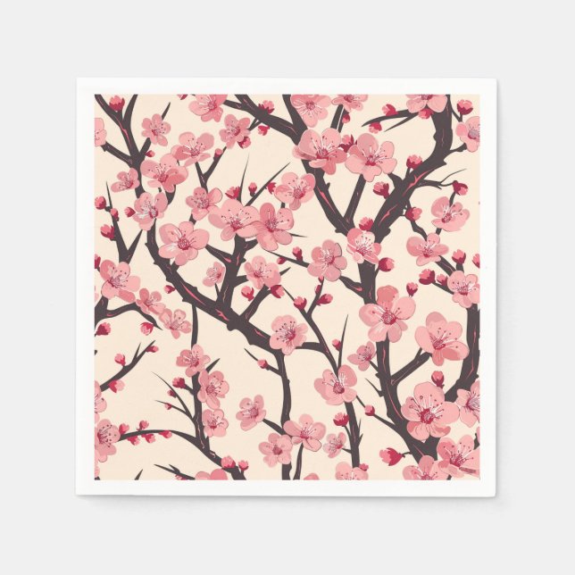 Elegantes Cherry Blossom Nahtloses Muster (6) Serviette (Vorderseite)