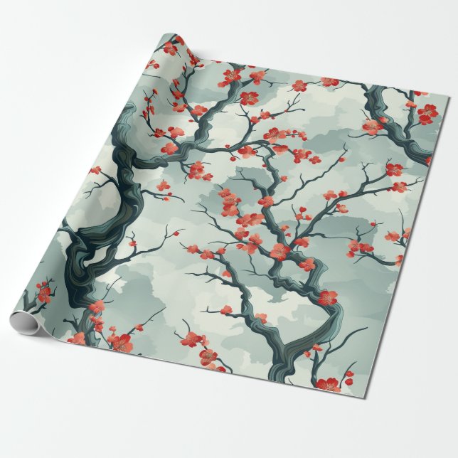 Elegantes Cherry Blossom Nahtloses Muster (7) Geschenkpapier (Ungerollt)