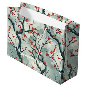 Elegantes Cherry Blossom Nahtloses Muster (7) Große Geschenktüte