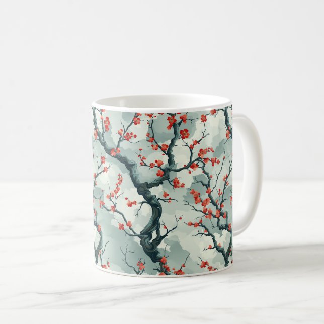 Elegantes Cherry Blossom Nahtloses Muster (7) Kaffeetasse (VorderseiteRechts)