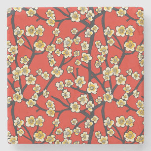 Elegantes Cherry Blossom Nahtloses Muster (9) Steinuntersetzer
