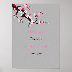 Elegantes Cherry Blossom Rosa Brautparty Poster