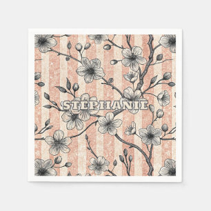 Elegantes Cherry Blossom Sakura - Rosa & Weiß Serviette