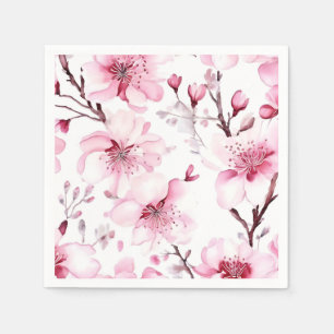 Elegantes Cherry Blossom Wasserfarbenes Muster Serviette
