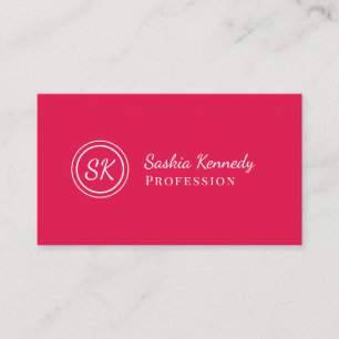 Elegantes Cherry Red Script Beruflich Monogram Visitenkarte