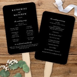 Elegantes Chic Black Wedding Ceremony Programm Fächer