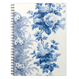 Elegantes Chic Blau Vintage Blumen Notizblock