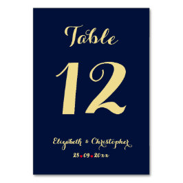 Elegantes Chic Blue Imitats Gold Wedding Brautpart Tischnummer