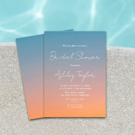 Elegantes Chic Blue Orange Modernes Brautparty Einladung