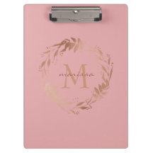 Elegantes Chic Blush Pink Rose Gold Monogramm