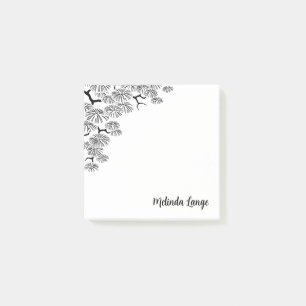 Elegantes Chic Botanisches Schwarz-Weiß-Kieferzwei Post-it Klebezettel