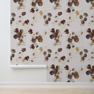 Elegantes Chic Braun Beige Rosen Floral Toile Tapete