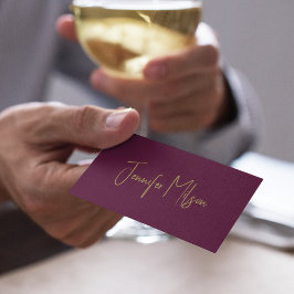 Elegantes Chic Burgundy & Gold Handgeschriebenes S Visitenkarte