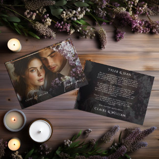 Elegantes Chic Custom Wedding Foto Dankeschön Card Dankeskarte