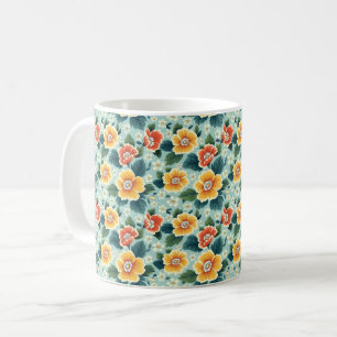 Elegantes Chic Farbige Stilvolle Moderne Blumen Kaffeetasse