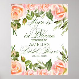 Elegantes Chic Floral Brautparty Willkommenspender Poster