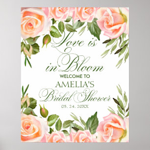 Elegantes Chic Floral Brautparty Willkommenspender Poster