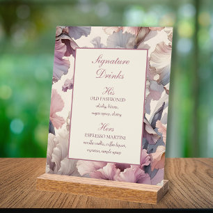 Elegantes Chic Floral Wedding Signature Drinks Men Acrylschild