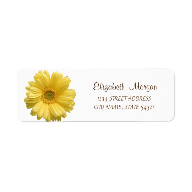 Elegantes Chic, gelbes Daisy-Adressetikett (Vorne)