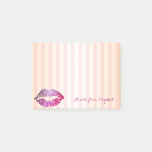 Elegantes Chic gestreiftes Stylisches Mädchen, Lip Post-it Klebezettel