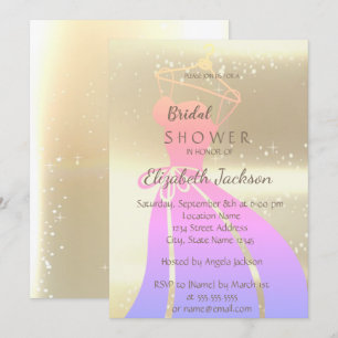 Elegantes Chic Gold , Bride Dress Brautparty Einladung