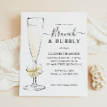 Elegantes Chic Gold Brunch und Bubbly Brautparty<br><div class="desc">Moderner eleganter Champagner Flute Wein Glasfaserkabel Brunch und Brautdusche Einladung</div>