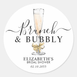 Elegantes Chic Gold Brunch und Bubbly Brautparty Runder Aufkleber