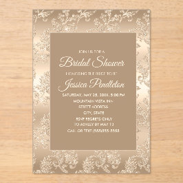 Elegantes Chic Gold Champagne Vintages Brautparty Acryleinladungen