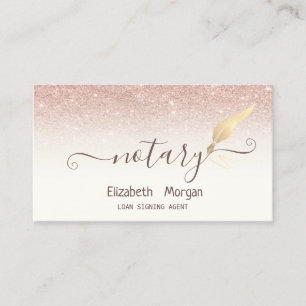 Elegantes Chic Gold Feder Notar Roségold Glitter Visitenkarte