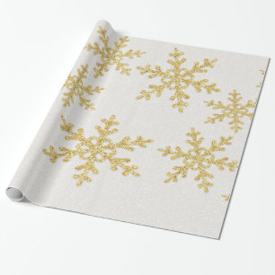 Elegantes Chic Gold Glitter Schneeflocken Ferien Geschenkpapier