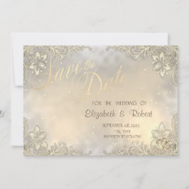 Elegantes Chic Gold Hearts, Spitzen-Rahmen Save th Save The Date
