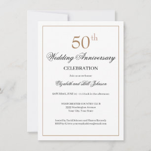 Elegantes Chic Gold Schwarz 50. Hochzeitstag Einladung