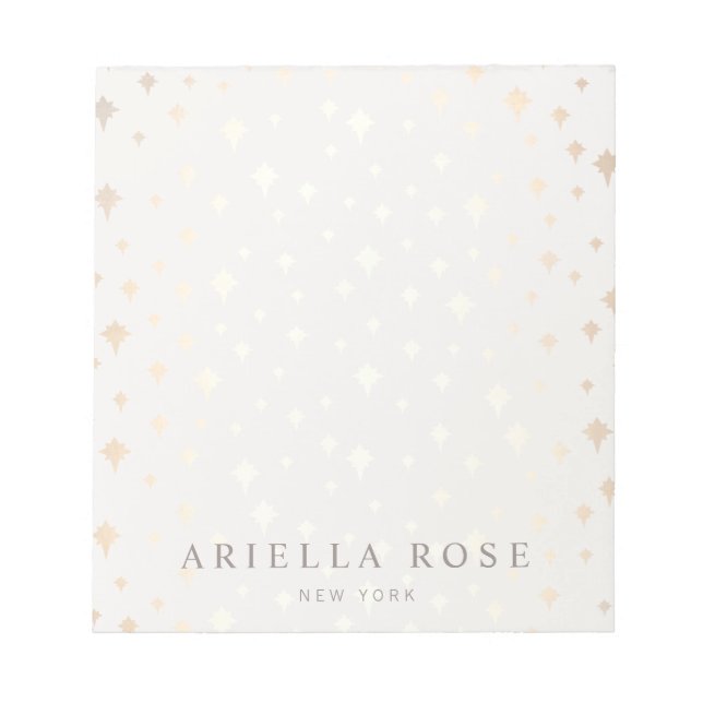 Elegantes Chic Gold Stars Muster Editor Notizblock (Vorderseite)