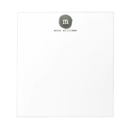 Elegantes Chic Gray Watercolor Circle Black Monogr Notizblock