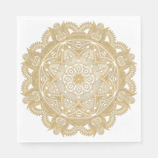 Elegantes Chic Imitate Gold Mandala Blume Muster Serviette (Vorderseite)
