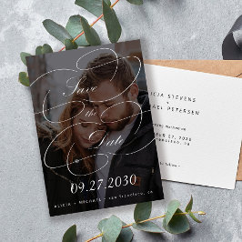 Elegantes, chic kalligraphisches Drehbuch Foto Hoc Save The Date