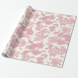 Elegantes Chic Light Pink Toile Deer Woodland Geschenkpapier