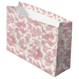 Elegantes Chic Light Pink Toile Deer Woodland Große Geschenktüte
