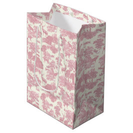 Elegantes Chic Light Pink Toile Deer Woodland Mittlere Geschenktüte