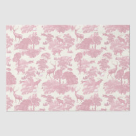Elegantes Chic Light Pink Toile Deer Woodland Seidenpapier