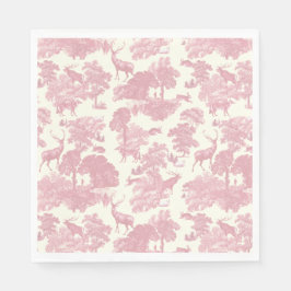 Elegantes Chic Light Pink Toile Deer Woodland Serviette