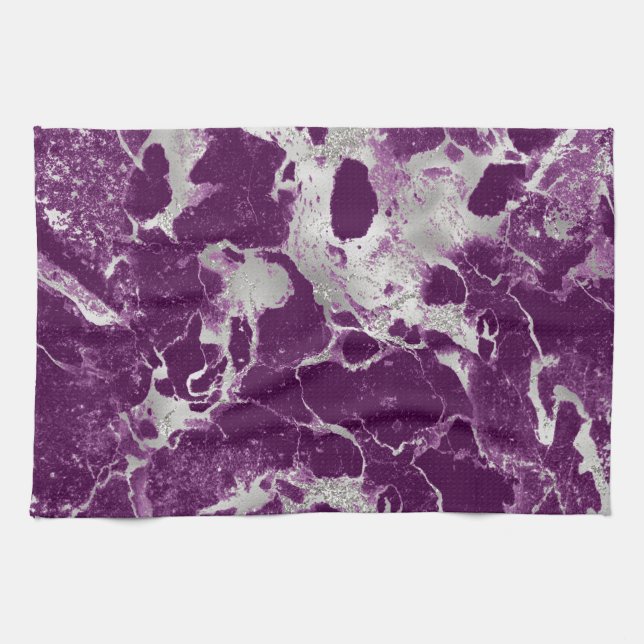 Elegantes Chic Lila Violet Abstraktes Muster Geschirrtuch (Horizontal)