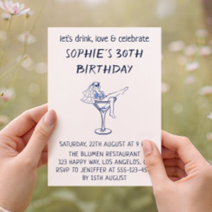Elegantes Chic Martini-Glas 30. Geburtstag Einladung