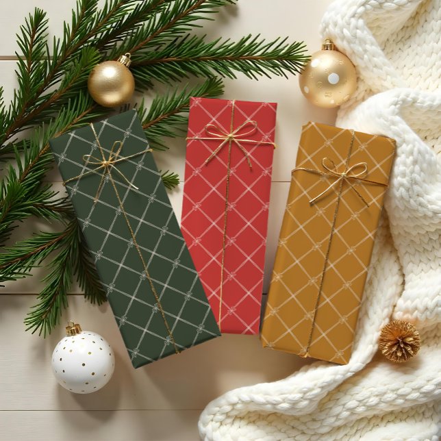 Elegantes Chic Minimal Christmas Bow Ribbon Muster Geschenkpapier Set (Elegant Chic MinimalChristmas Bow & Ribbon Pattern Wrapping Paper Sheets)