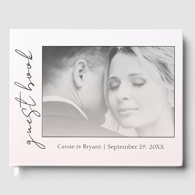 Elegantes Chic Modern Blush Pink Wedding Gästebuch (Vorderseite)