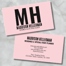 Elegantes Chic Modern Pink Monogram Visitenkarte