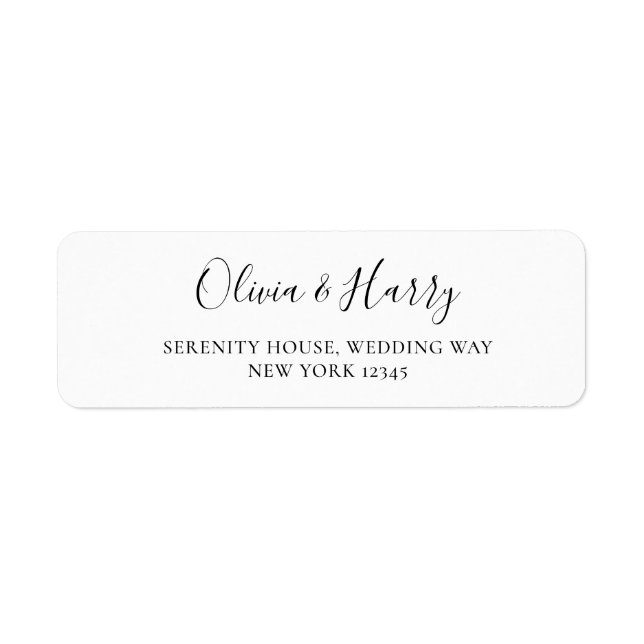 Elegantes Chic Modern Script Schwarz-weiß Label (Vorne)